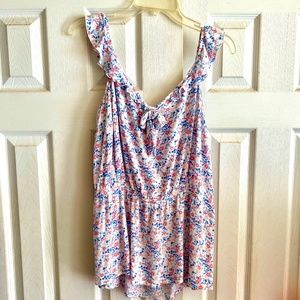 Lane Bryant white floral tank top